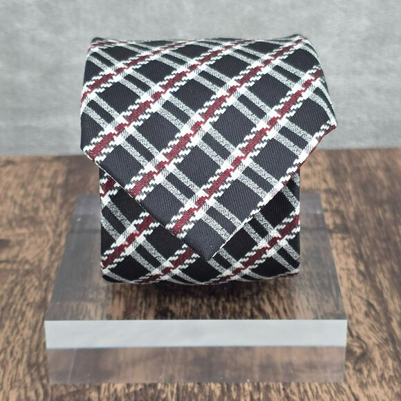 Egara Neck Tie 100% Silk Black Red White Plaid Grey Floral Designer Unique Gift - Picture 5 of 12
